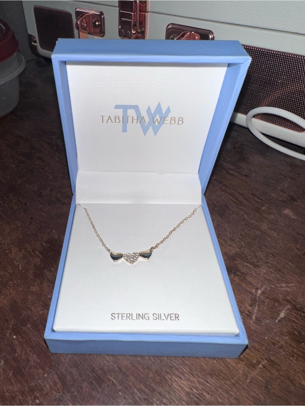 Tabitha Webb Gold-Tone Triple Heart Necklace with Pavé Center